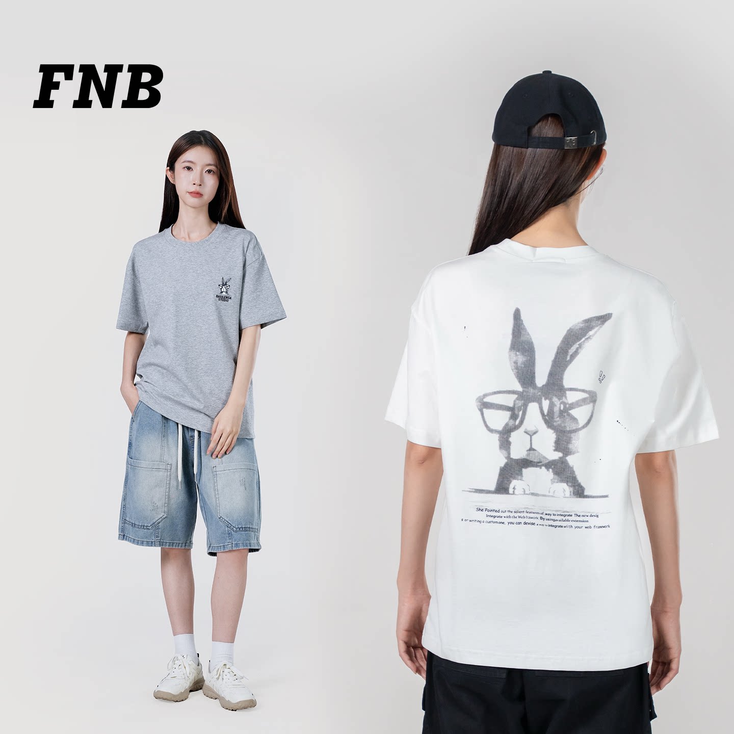 FNB美式卡通兔子短袖T恤百搭