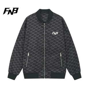 休闲机车服外套拉链夹克春秋新款 美式 潮牌老花满印FNB棒球服男士