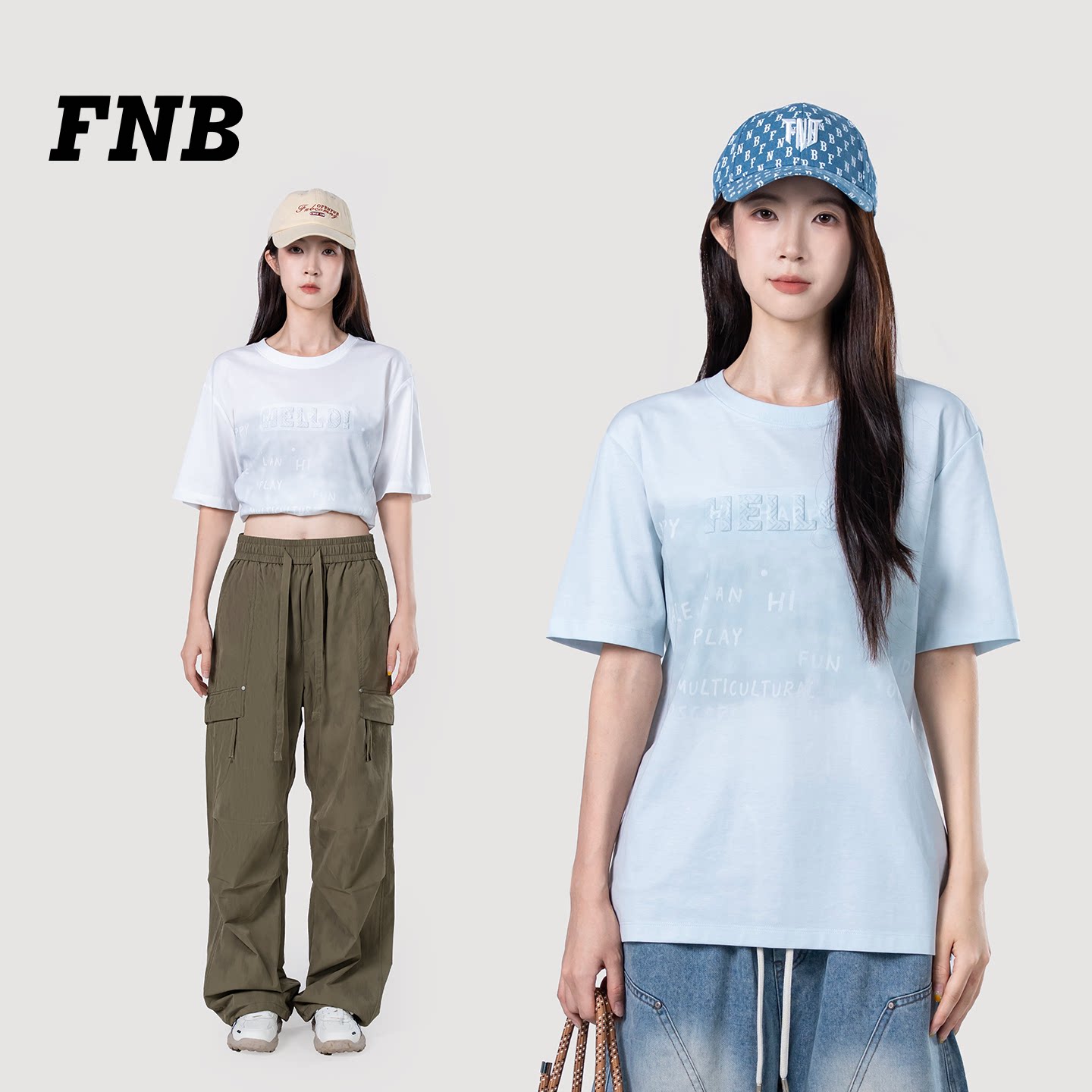 FNB街头风宽松字母情侣T恤