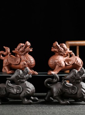 紫砂招财貔貅摆件家居饰品手工客厅办公室茶桌面礼品摆设茶宠茶玩