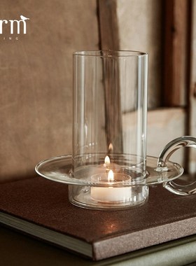 丹麦进口Ferm Living透明玻璃烛台家用创意蜡烛烛托桌面装饰摆件