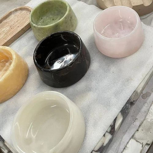 Jimin 大理石玉石宠物猫狗食碗家用客厅装饰摆件首饰收纳盒烟灰缸