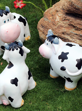 花园装饰 庭院别墅幼儿园装饰动物摆件树脂工艺品卡通奶牛摆件
