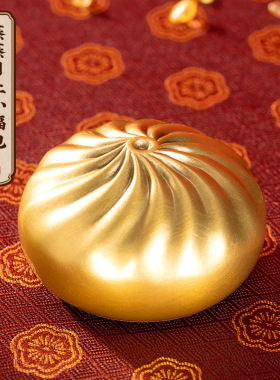 朱炳仁铜 蒸蒸日上小福包 办公室桌面书房装饰品铜雕包子装饰摆件