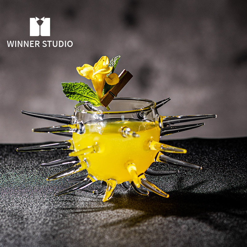 CT7001刺豚型鸡尾酒杯海胆玻璃杯个性创意酒杯分子特调杯阔口杯子