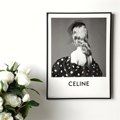 Celine 小众轻奢黑白人物摄影海报装饰画卧室背景墙挂画画芯定制