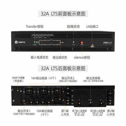 维谛VERTIV艾默生STS自动切换开关UF-LTS32-1P 32A双路电源切换器