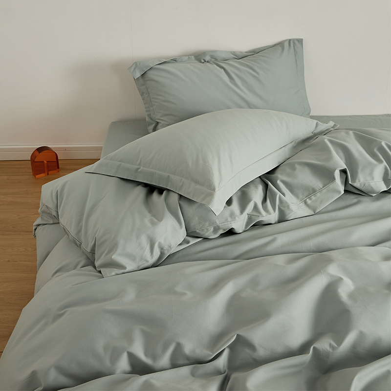 极速高端秋d冬100支长绒棉磨毛四件套加厚柔软简约纯色床单床笠款