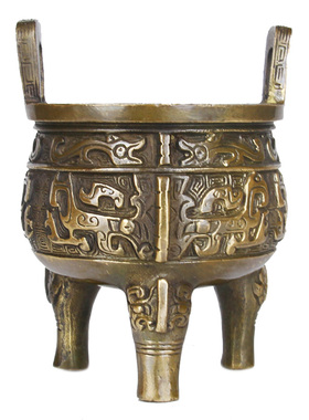 新品铜鼎摆件香炉聚宝盆龙鼎三足鼎仿古J圆鼎家居装饰品摆设开业