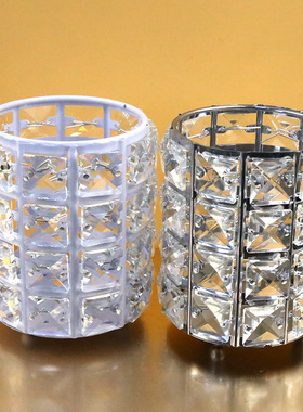 极速欧式现代摆件装饰化妆刷桶笔筒收纳桶水晶P玻璃样板房桌面装