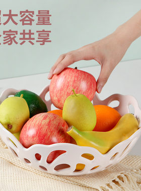 极速家用水果篮ins风沥水篮仿瓷果盘客厅纯P色韩式糖果盆创意水果