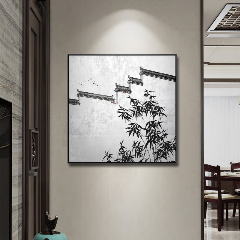 徽派古典a建筑餐厅装饰画书房茶室挂画新中式玄关楼梯走廊过道壁图片