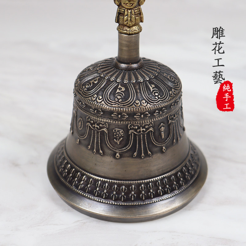 新品尼泊尔进口手工做旧九股x金刚铃杵藏传密宗纯铜铃铛摇铃修行
