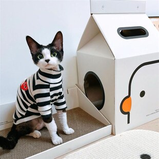 极速无毛猫衣服德l文斯芬克斯纯棉T恤条纹背心薄款春款猫咪潮牌心