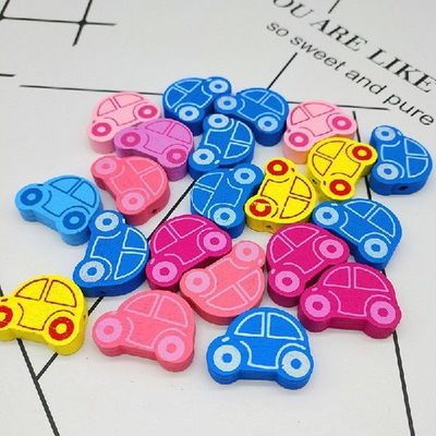极速50pcs/lfot 25x18mm Wooden Beads Lovely Car Styles Spacer