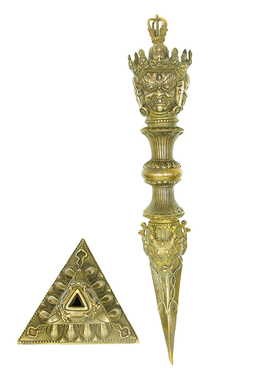 新品黄铜大号三面马头明王金刚橛普巴杵金M刚杵用品收藏礼品家居