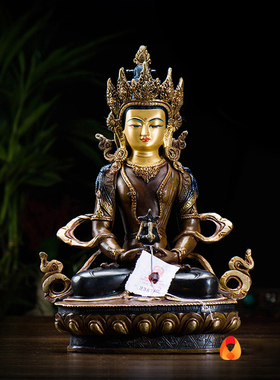 新品长寿铜像10寸青铜镀金仿古尼泊尔手工家Q用现代无量寿佛摆件
