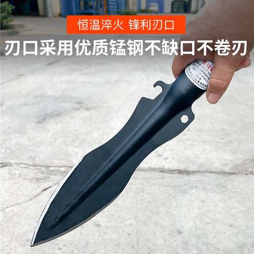 极速军印尖铲子多功能园艺铲矛锰钢淬H火矛头户外祖鲁枪开山斧劈