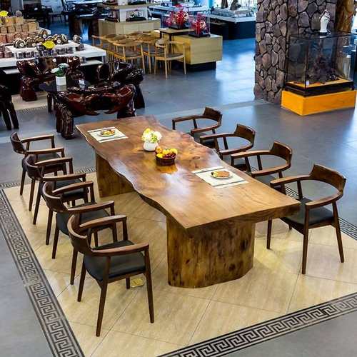 极速整板会议桌实木茶桌椅组合约办公茶几茶台两用大板Z桌原木洽