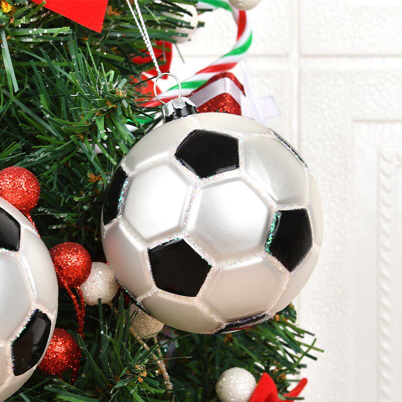 圣诞节玻璃足球造型吊饰居家圣诞树装饰用品商场橱窗场景布置挂件