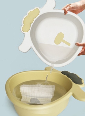 绣川卡通小羊盆宝宝洗脸盆环保PP儿童婴儿家用塑料盆黄色白色圆盆