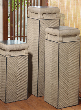 户外庭院花园门口装饰柱子禅意招财摆件新中式室内仿石展示柱底座