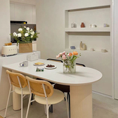 北欧白色藤编奶油风餐椅家用法式 轻奢侘寂复古餐桌椅简约中古凳子