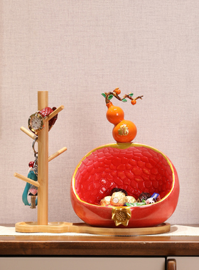 创意中式石榴入户玄关钥匙收纳摆件客厅进门鞋柜葫芦乔迁新居礼品