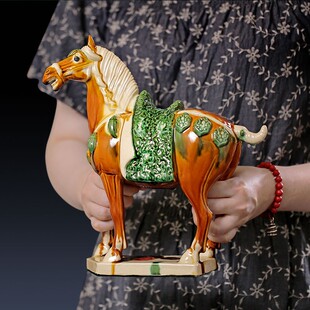 九朝陶瓷摆件生肖马家居客厅茶几办公玄关时尚创意结婚品H28单马