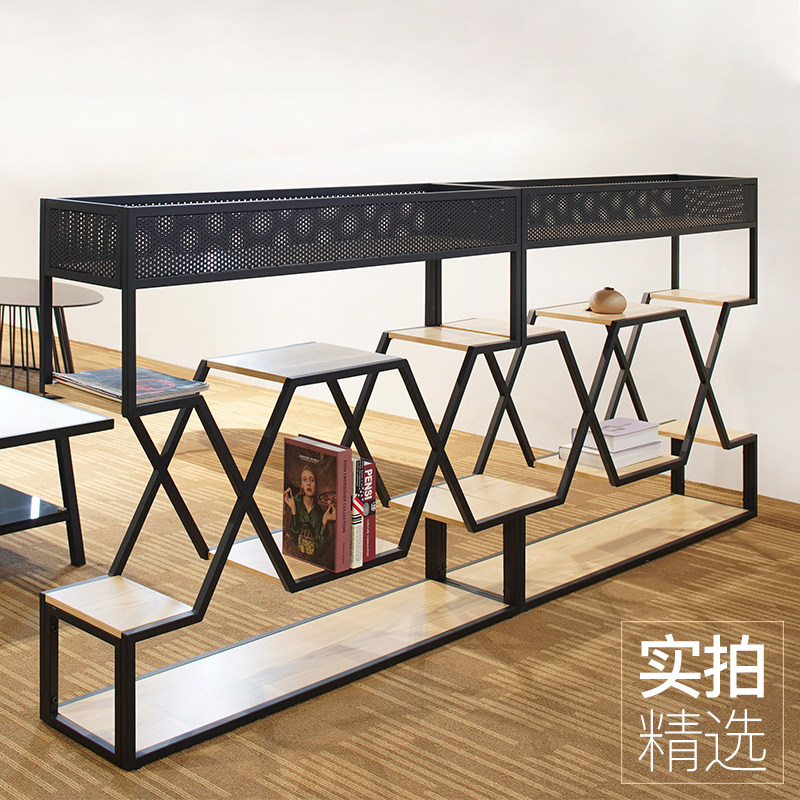 工业风铁艺绿植花架置物架办公室玄关装饰柜子办公卡座矮隔断家具