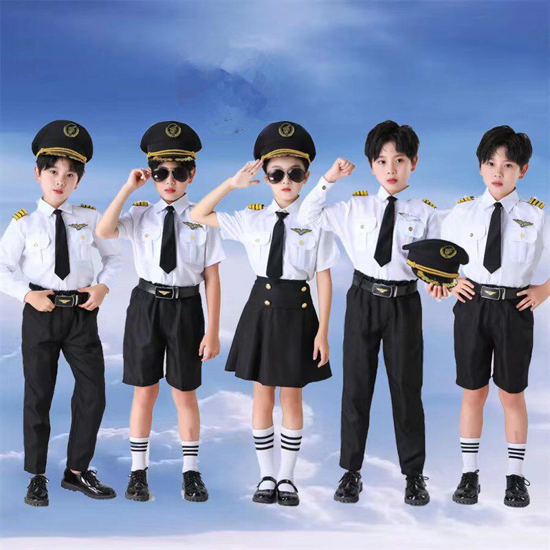 儿童机长制服男空姐乘服装女飞行员套装演出表演出角色扮演舞蹈服