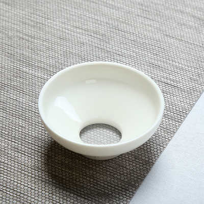 工夫茶具配件茶漏德化白瓷茶滤陶瓷创意网纱不锈钢泡茶工具