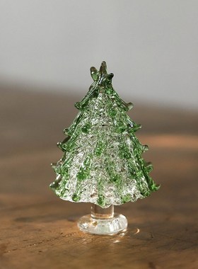 琉璃拉丝圣诞树桌面小摆件 氛围感节日DIY场景布置 车载情侣礼物