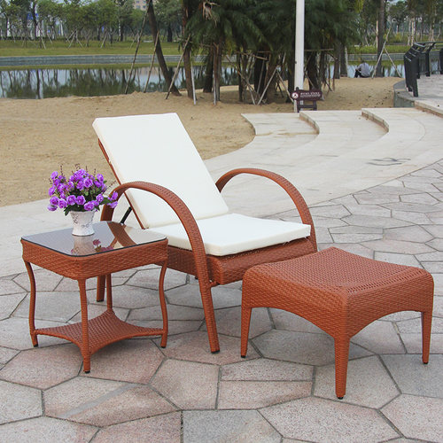 户外休闲躺床酒店游泳池躺椅庭院公园仿藤藤椅室内外阳台藤编躺床