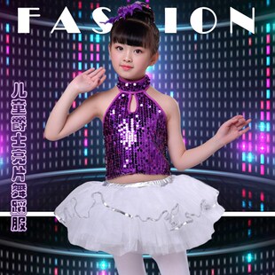 大眼睛舞蹈演出服装女孩乐呀乐嘟嘟六一儿童爵士舞亮片幼儿园蓬蓬