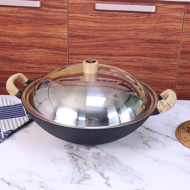 高端加厚304不锈钢锅盖30/33/36cm加高加厚一体成型加高拱炒锅盖