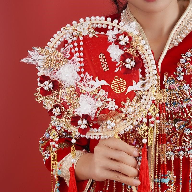 团扇新娘结婚diy材料包手捧花高级中式婚礼汉服婚纱礼服喜扇送礼,家居饰品,工艺扇/团扇/喜扇/折扇,淘宝优惠券,粉丝福利购,淘宝优惠卷
