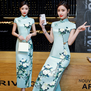 真丝旗袍年轻款少女中长款2021夏季新款式改良版连衣裙优雅中国风