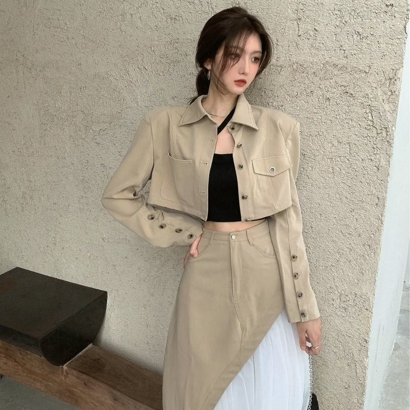 2024气质短款小西装外套高腰网纱半身裙两件套女春秋新款工装套装,女装/女士精品,时尚套装,淘宝优惠券,粉丝福利购,淘宝优惠卷