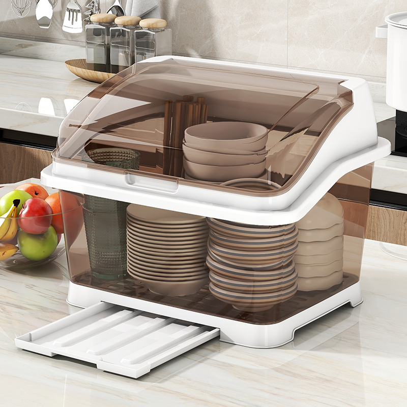 碗筷收纳盒碗柜带盖装餐具碗盘箱放碗家用置物厨房碗架沥水碗碟架