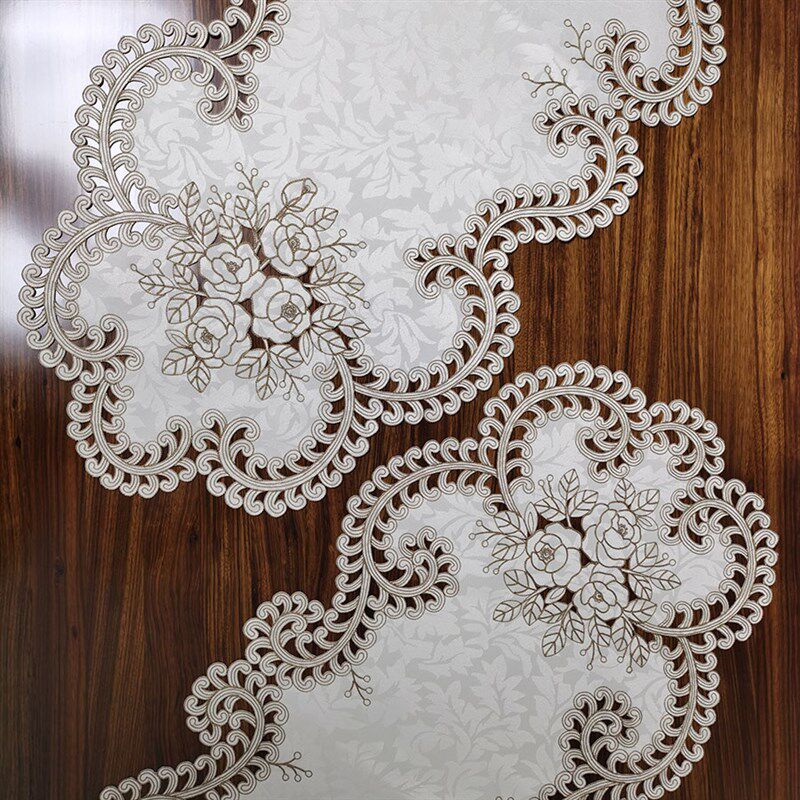 国潮中式欧式实木餐桌布艺绣花桌布茶几巾桌旗桌垫镂空盖巾餐垫