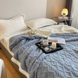 小毛毯被子羊羔绒毯双层保暖沙发午睡盖毯加厚冬季珊瑚绒毯子