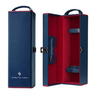 整箱10个包邮皇室蓝单支装红酒包装皮盒 1瓶装葡萄酒礼盒大肚香槟