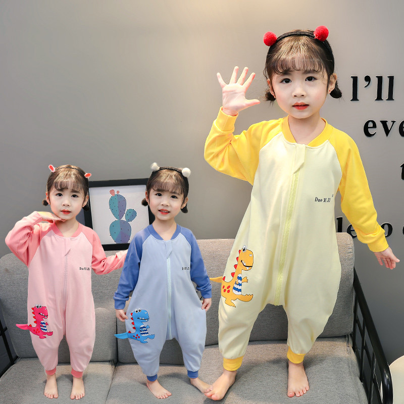 儿童连体睡袋薄款纯棉春秋季男女宝宝卡通睡衣婴儿保暖空调防踢被