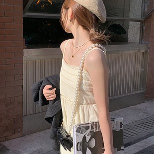 最小的海 花边镂空温柔气质吊带裙高级感小个子中长款内搭打底裙