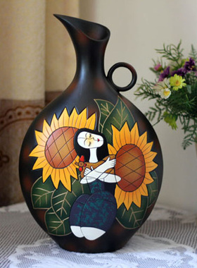 实用结婚礼物客厅电视柜酒柜装饰品摆件陶瓷花瓶个性手工陶艺精品