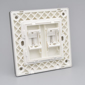 深灰色双口空白信息面板带标识六类七类网络电话墙壁插座不含模块