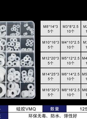 白色硅胶平c垫片防水减震缓冲垫圈螺丝用耐高温圆形密封圈M2M3-M4