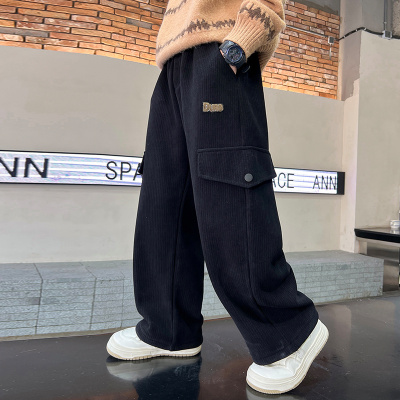 2025新款男童一体加绒厚运动裤子