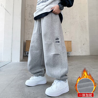 中大童加厚休闲裤童装一体绒裤子